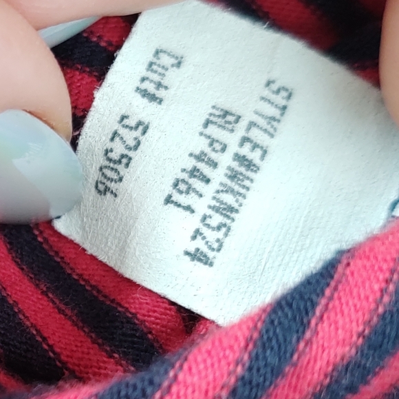 Polo Jean Co Ralph Lauren Red Navy Blue V Neck T-shirt Stripped - Picture 5 of 7